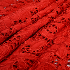 135CM 3d Red Flowers Embroidery Guipure Lace Fabric For Garment