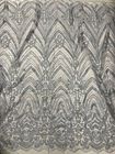 Wedding Dress Sequin Lace Fabric / Floral Embroidered Mesh Fabric