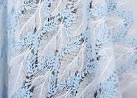 Dubai Stretch Water Soluble Embroidered Sequin Lace Fabric Blue And White Color