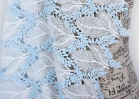 Dubai Stretch Water Soluble Embroidered Sequin Lace Fabric Blue And White Color