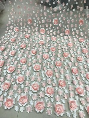 3D Embroidered Flower Beaded Wedding Gown Lace Fabric