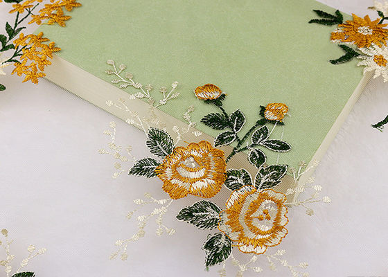 Multi Colored Floral Scallops Lace Fabric For Evening Dresses