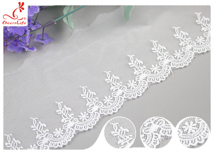 Sri Lanka Embroidery Floral Nylon Lace Trim With Cotton Material Customized