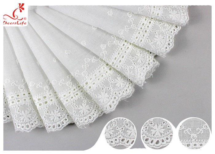 White Cotton Lace Fabric / Eyelet Lace Trim Ribbon