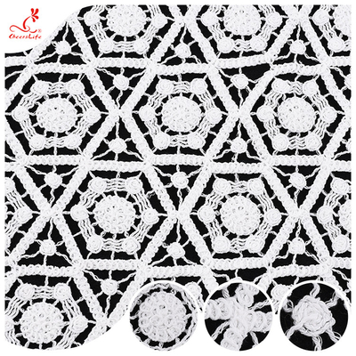 Tecidos de renda branca Guipure bordados Cordão Tecidos de renda para vestidos