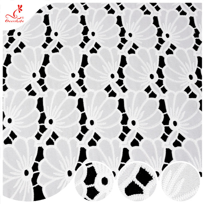 Coleção Poliéster Charming renda buracos Florais bordados Guipure renda Tecido